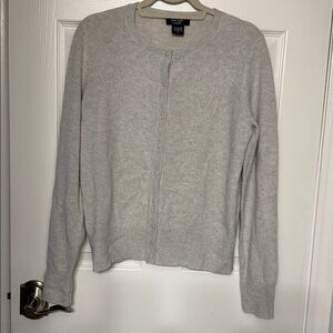 Lord & Taylor 100% Cashmere Gray Button Front Cardigan Sweater Women’s large